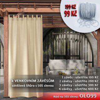 Chcete venkovní závěsy v super👍 kvalitě? A k tomu za hubičku💋 zátěžovou olověnou šňůru jen za 99 kč? Tak se k nám👀...