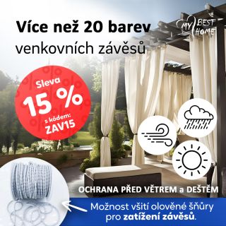 Prší? 🌧Fouká? 💨Chcete sedět na terase nebo v pergole? Řešením jsou venkovní VODĚODOLNÉ závěsy s 15% slevou do neděle...